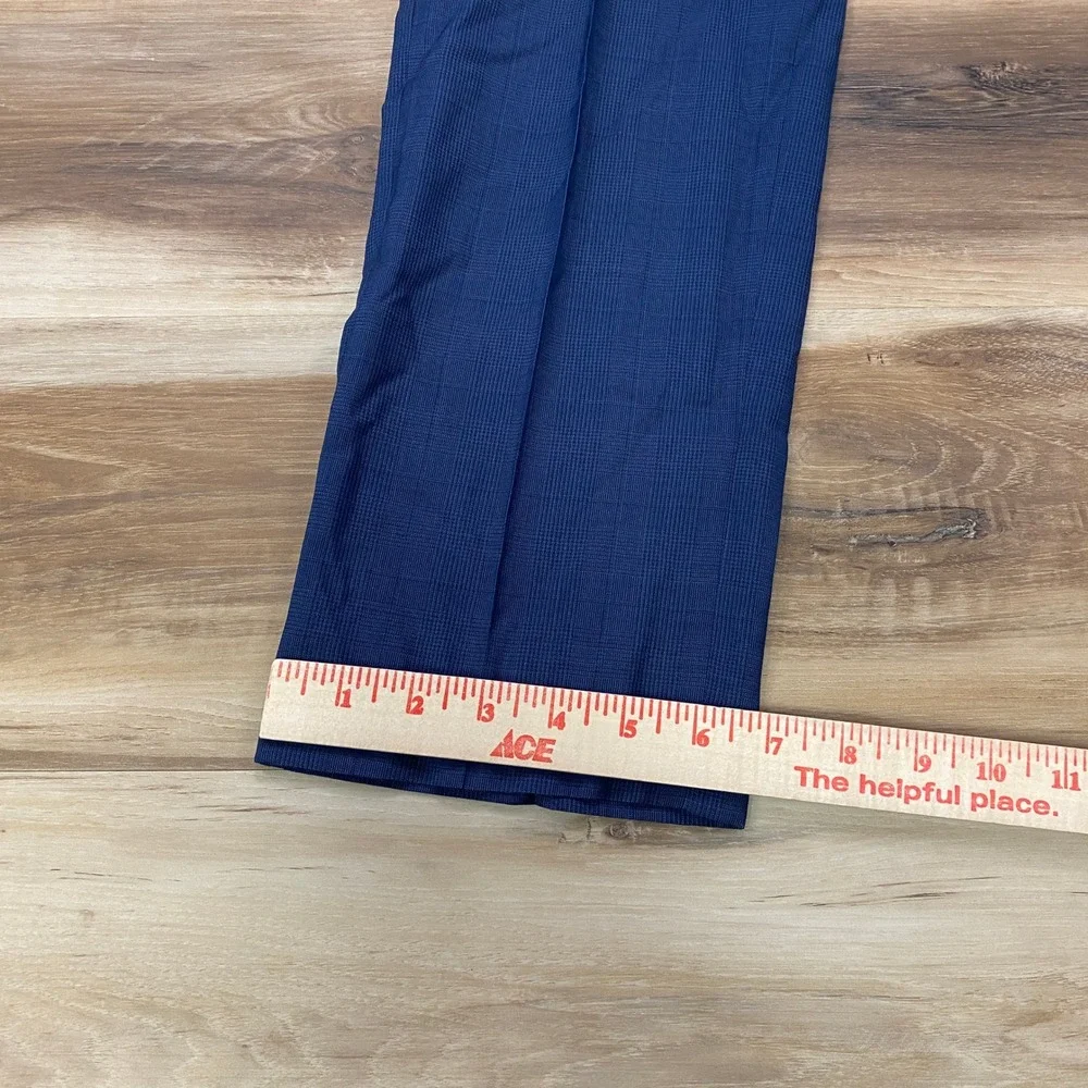 Banana Republic Dress Pants 31x30 Standard Fit Wool Glen Plaid Blue Trousers